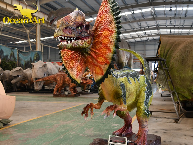 Dinosaurios robot del mundo jurásico, Dilophosaurus animatronic - Ocean Art  Dinosaur Manufacturer